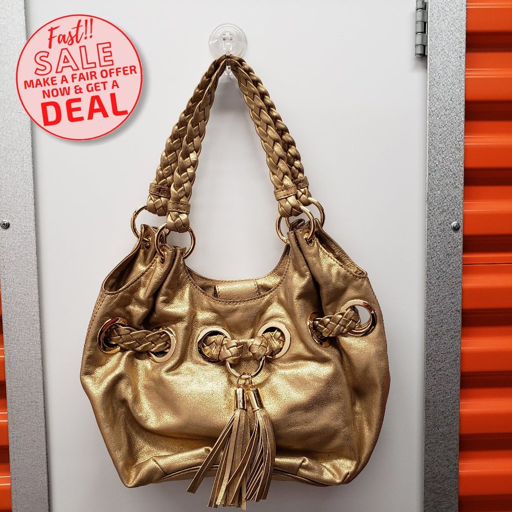 Michael Kors Leather Shoulder Tote Bag bronze